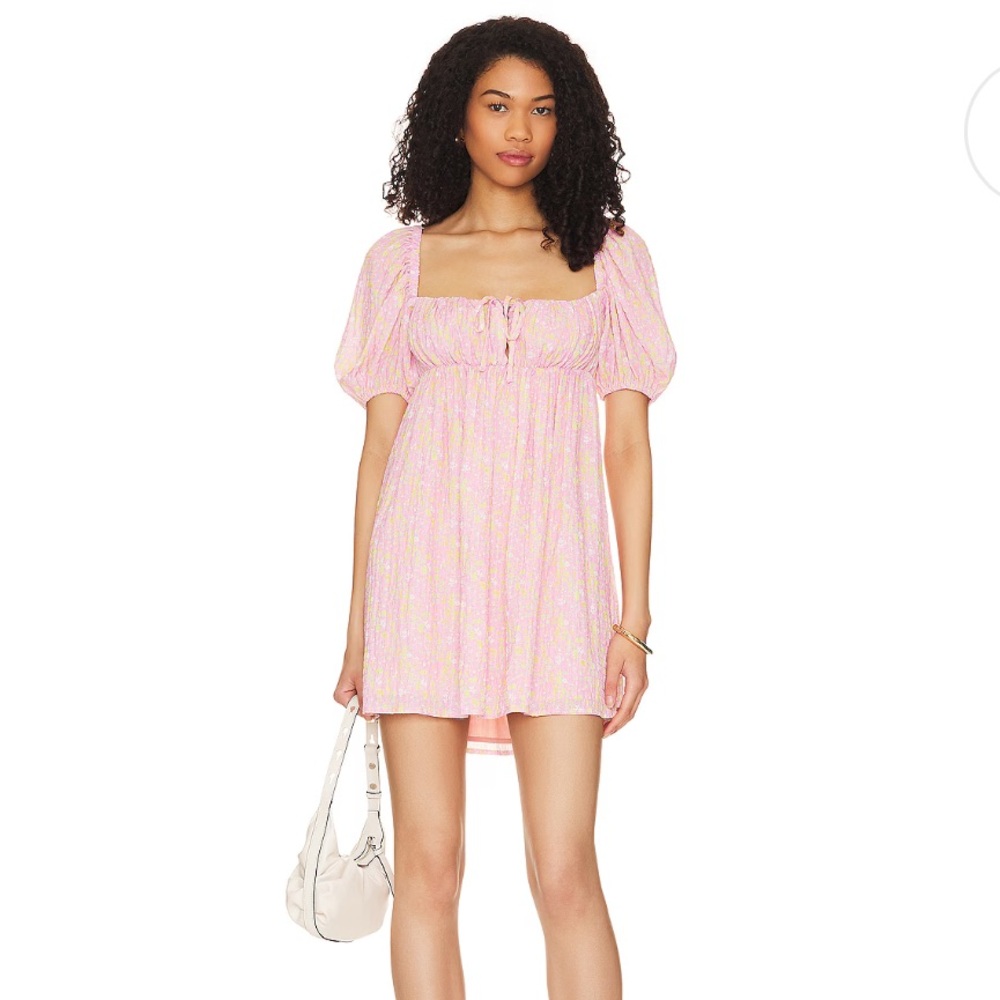 Tularosa Aria Mini Dress in Pink & Yellow Ditsy